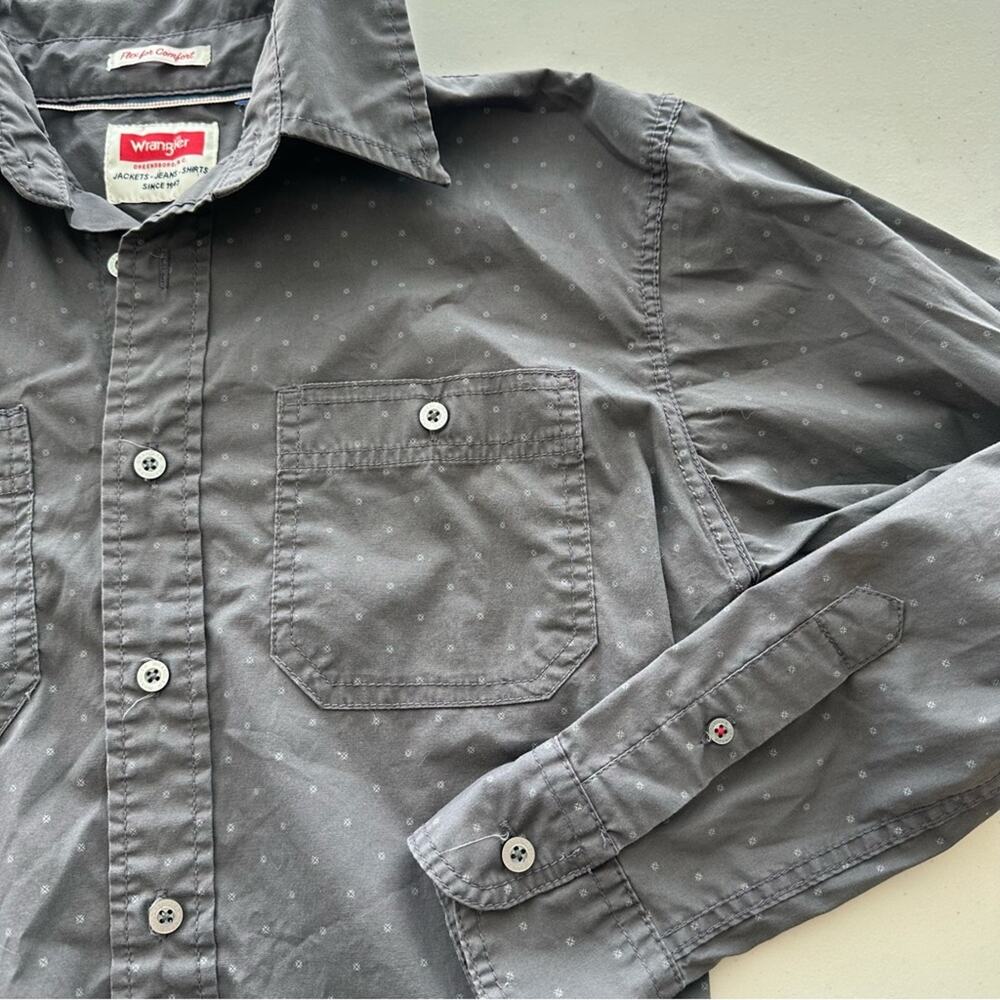 Wrangler Flex for Comfort Gray Long Sleeve Button Up Shirt Small